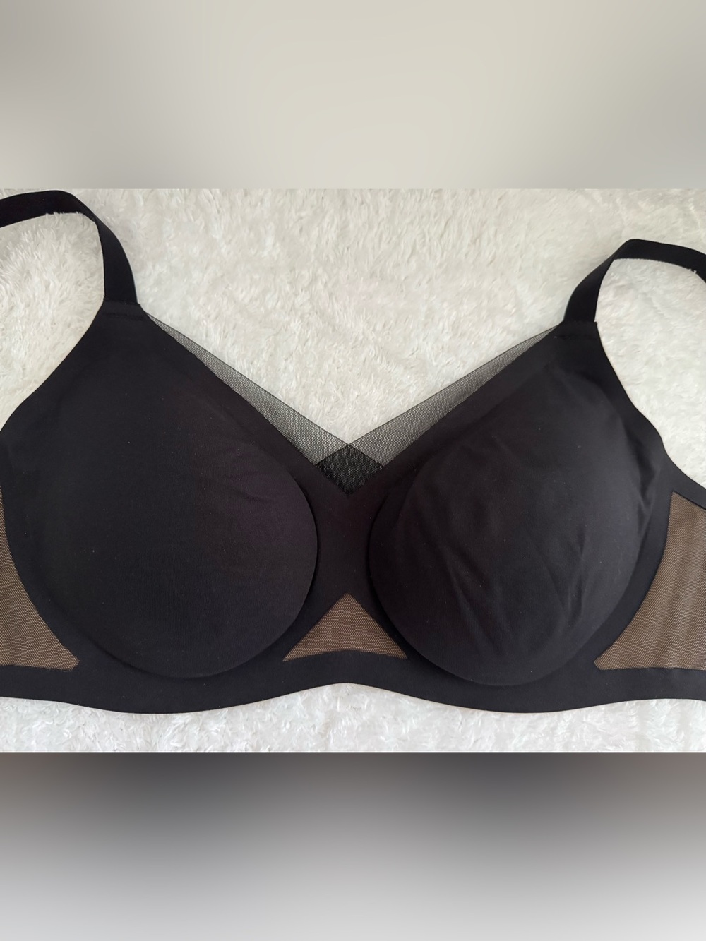 Honeylove Liftwear Crossover t-shirt Bra black/nude wireless Small 34B/34C New